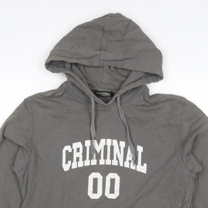 Criminal Men’s Grey M Pullover Hoodie College Graphic Print