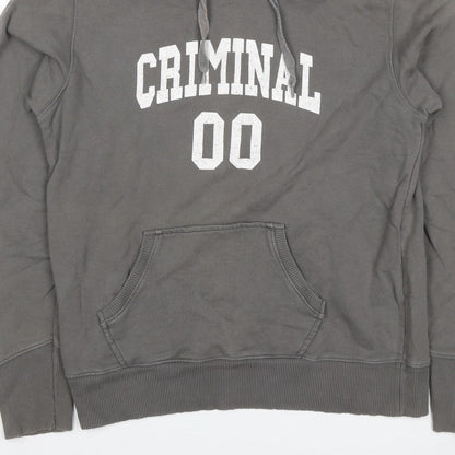 Criminal Men’s Grey M Pullover Hoodie College Graphic Print