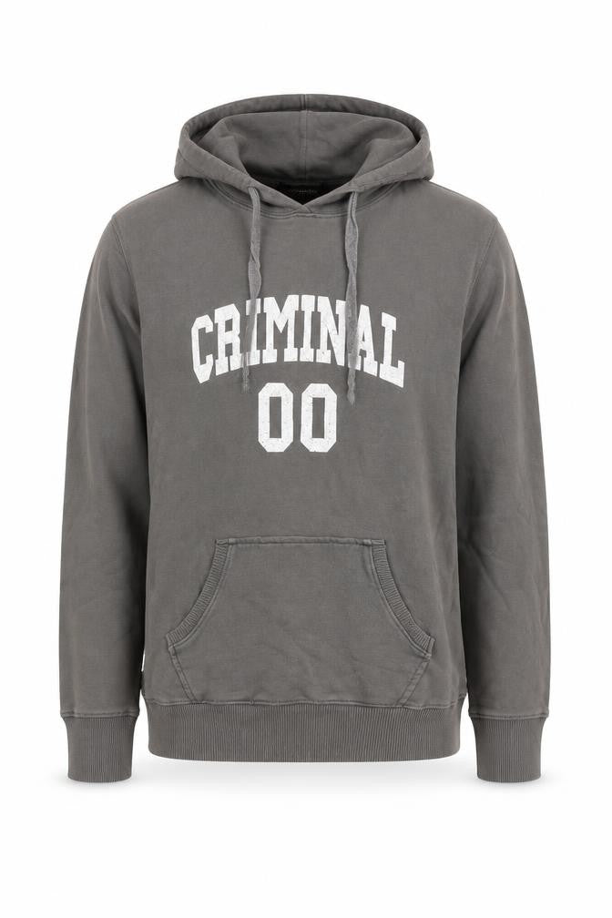 Criminal Men’s Grey M Pullover Hoodie College Graphic Print