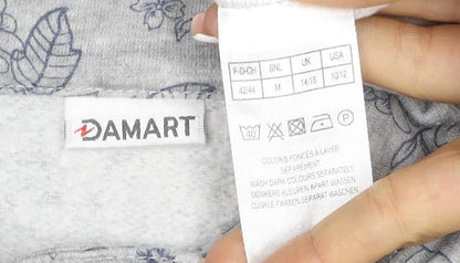 Damart Women Grey Floral Fleece Button Cardigan Sweatshirt L