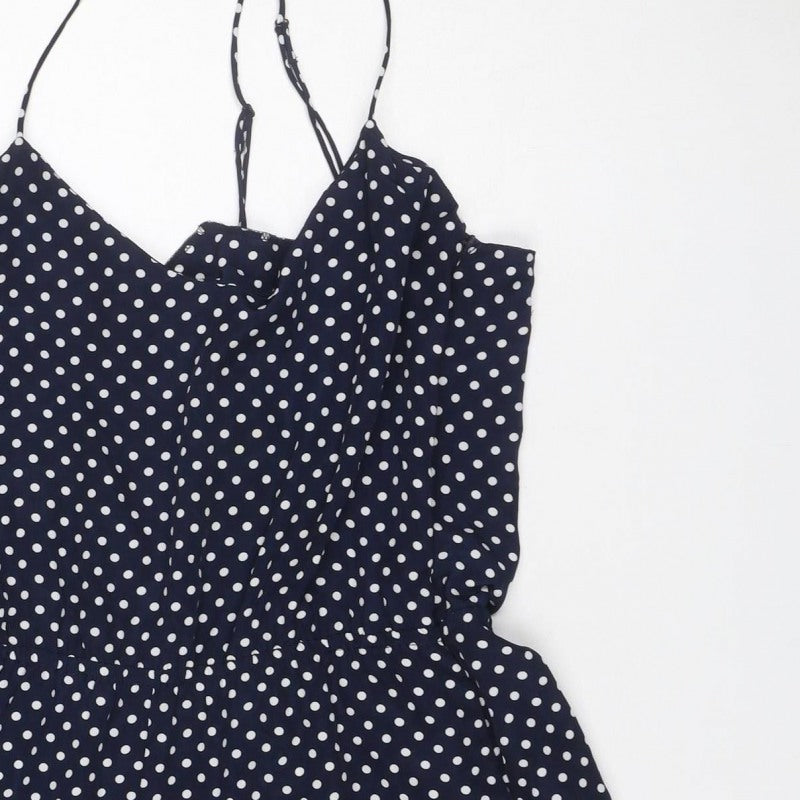 Zara Trafaluc Women Blue Polka Dot Mini Wrap Skirt UK 12