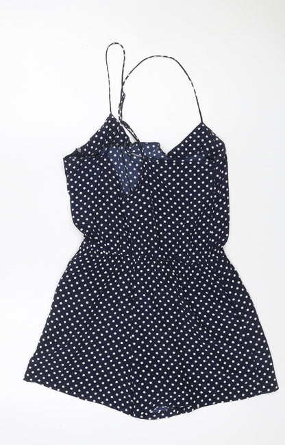 Zara Trafaluc Women Blue Polka Dot Mini Wrap Skirt UK 12