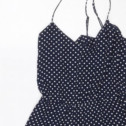 Zara Trafaluc Women Blue Polka Dot Mini Wrap Skirt UK 12