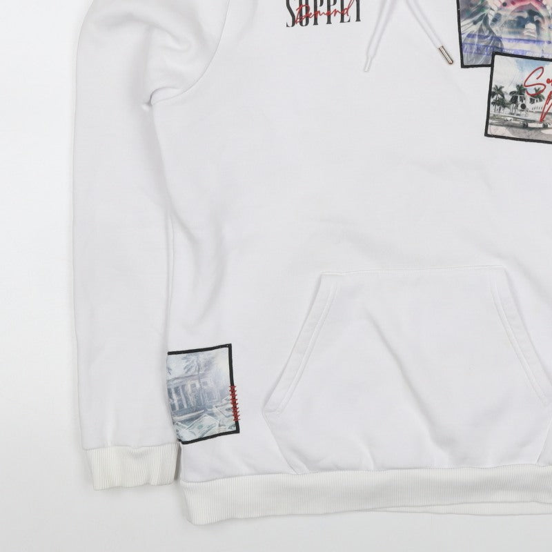 Supply & Demand Men's White M Pullover Hoodie Graphic Print Pockets