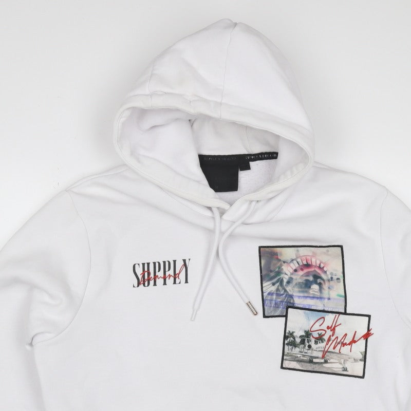 Supply & Demand Men's White M Pullover Hoodie Graphic Print Pockets