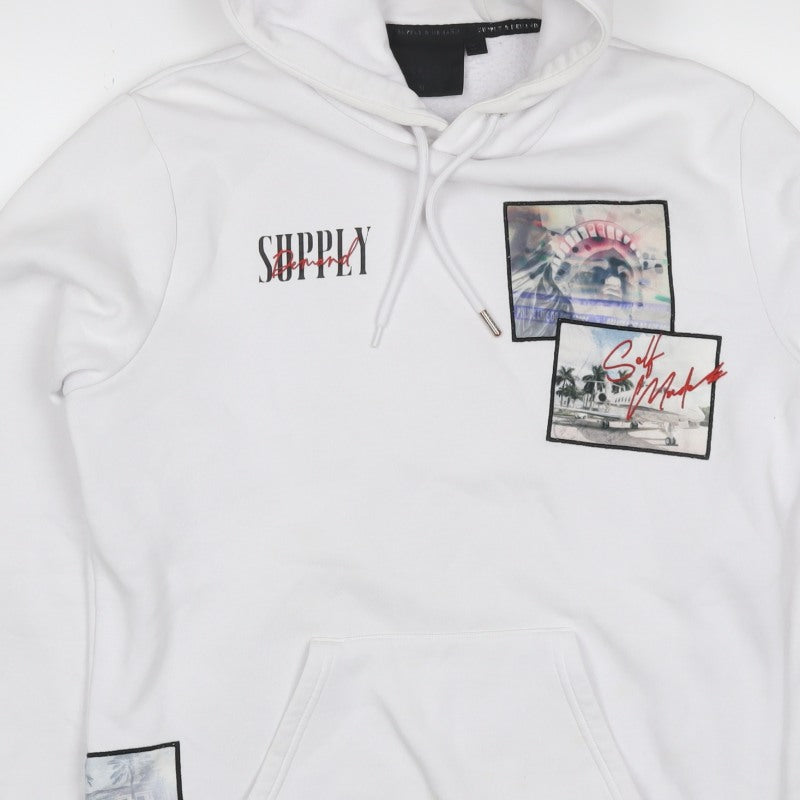 Supply & Demand Men's White M Pullover Hoodie Graphic Print Pockets