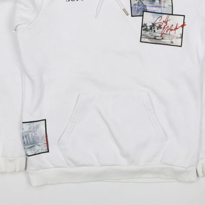 Supply & Demand Men's White M Pullover Hoodie Graphic Print Pockets
