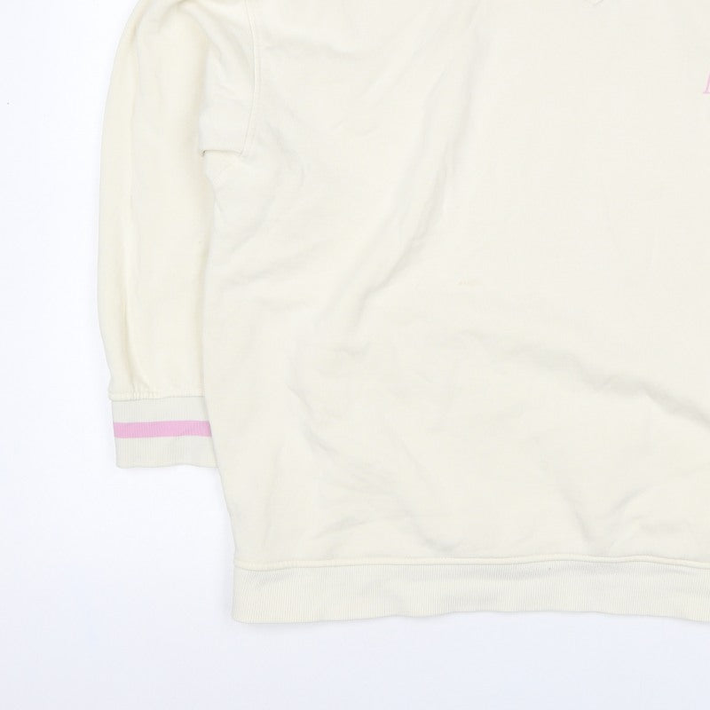 Primark Women’s Ivory L Pullover Sweatshirt Pink Slogan V-Neck