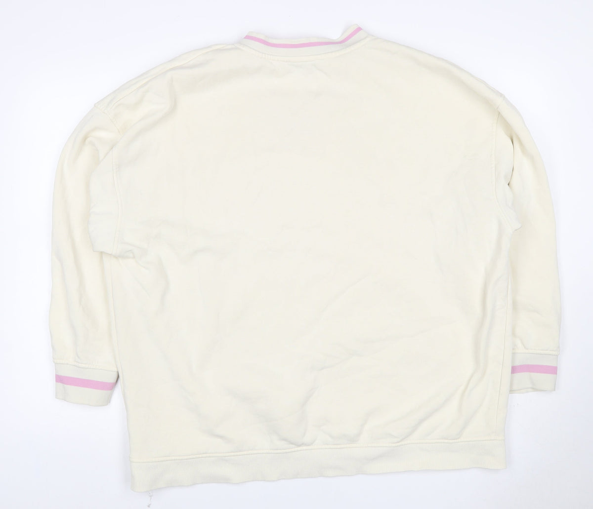 Primark Women’s Ivory L Pullover Sweatshirt Pink Slogan V-Neck