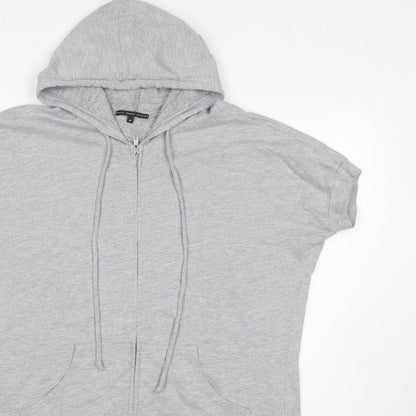 Truly Madly Deeply Women Grey M Full Zip Short Sleeve Hooded Hoodie
