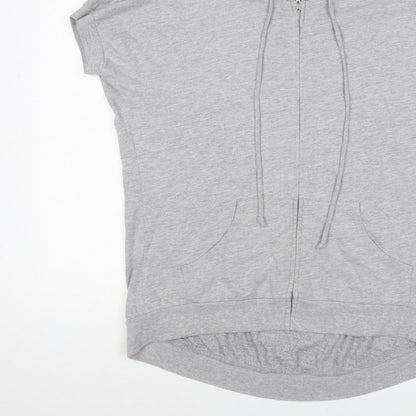 Truly Madly Deeply Women Grey M Full Zip Short Sleeve Hooded Hoodie