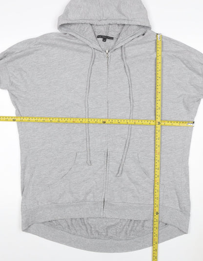 Truly Madly Deeply Women Grey M Full Zip Short Sleeve Hooded Hoodie