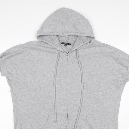Truly Madly Deeply Women Grey M Full Zip Short Sleeve Hooded Hoodie