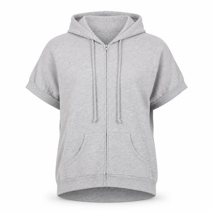 Truly Madly Deeply Women Grey M Full Zip Short Sleeve Hooded Hoodie