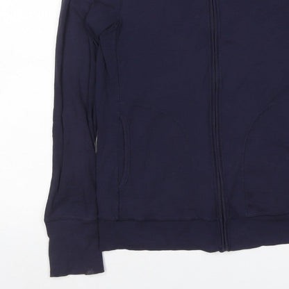 Uniqlo Women Blue L Full Zip Hooded Cotton Stretch Hoodie