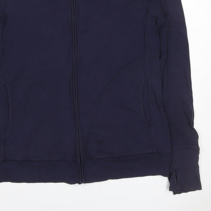 Uniqlo Women Blue L Full Zip Hooded Cotton Stretch Hoodie