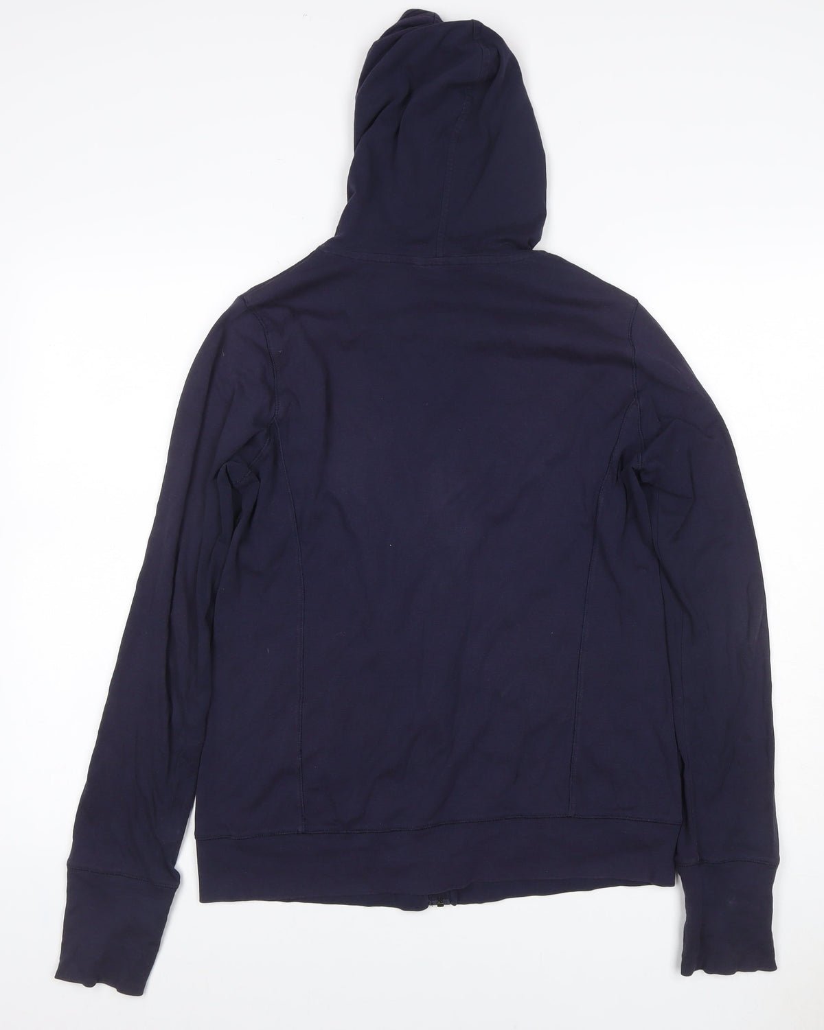 Uniqlo Women Blue L Full Zip Hooded Cotton Stretch Hoodie