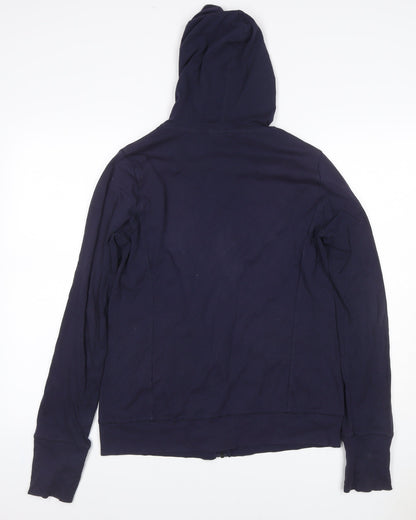 Uniqlo Women Blue L Full Zip Hooded Cotton Stretch Hoodie