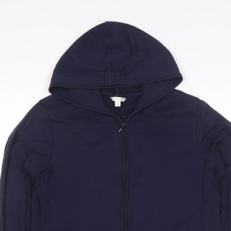 Uniqlo Women Blue L Full Zip Hooded Cotton Stretch Hoodie