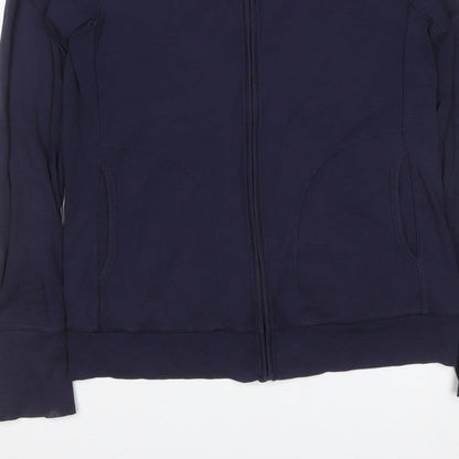 Uniqlo Women Blue L Full Zip Hooded Cotton Stretch Hoodie