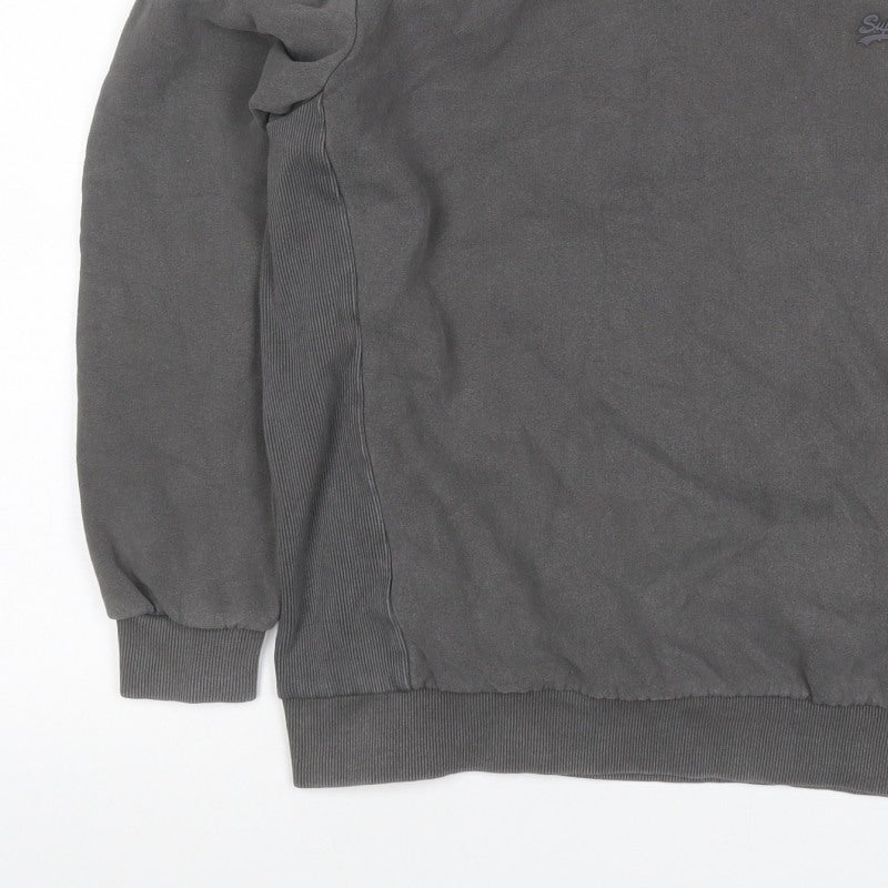 Superdry Men’s Grey S Crew Neck Pullover Sweatshirt Logo Cotton