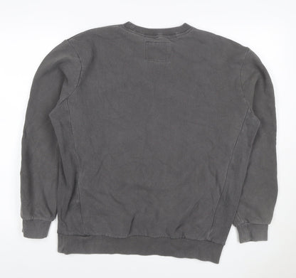 Superdry Men’s Grey S Crew Neck Pullover Sweatshirt Logo Cotton
