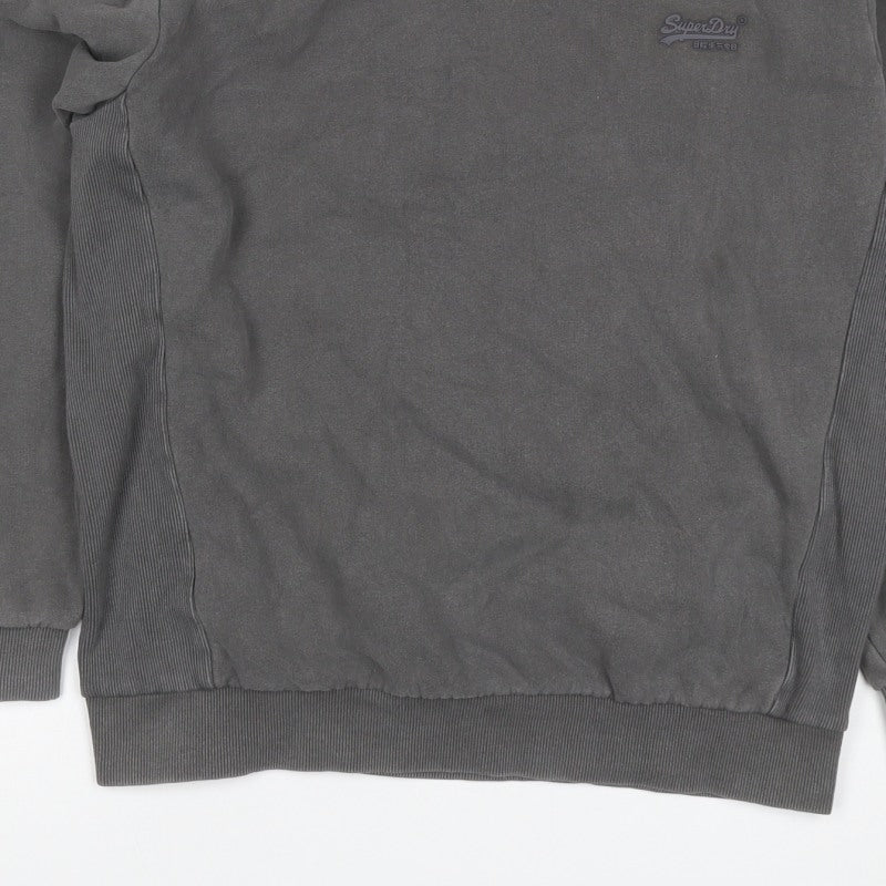Superdry Men’s Grey S Crew Neck Pullover Sweatshirt Logo Cotton