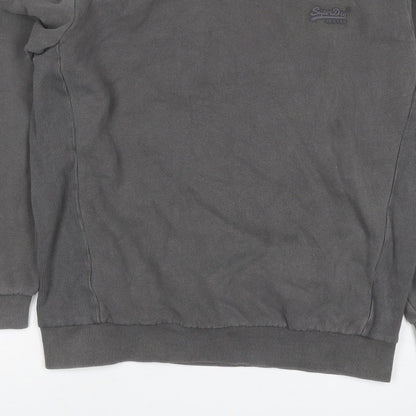 Superdry Men’s Grey S Crew Neck Pullover Sweatshirt Logo Cotton