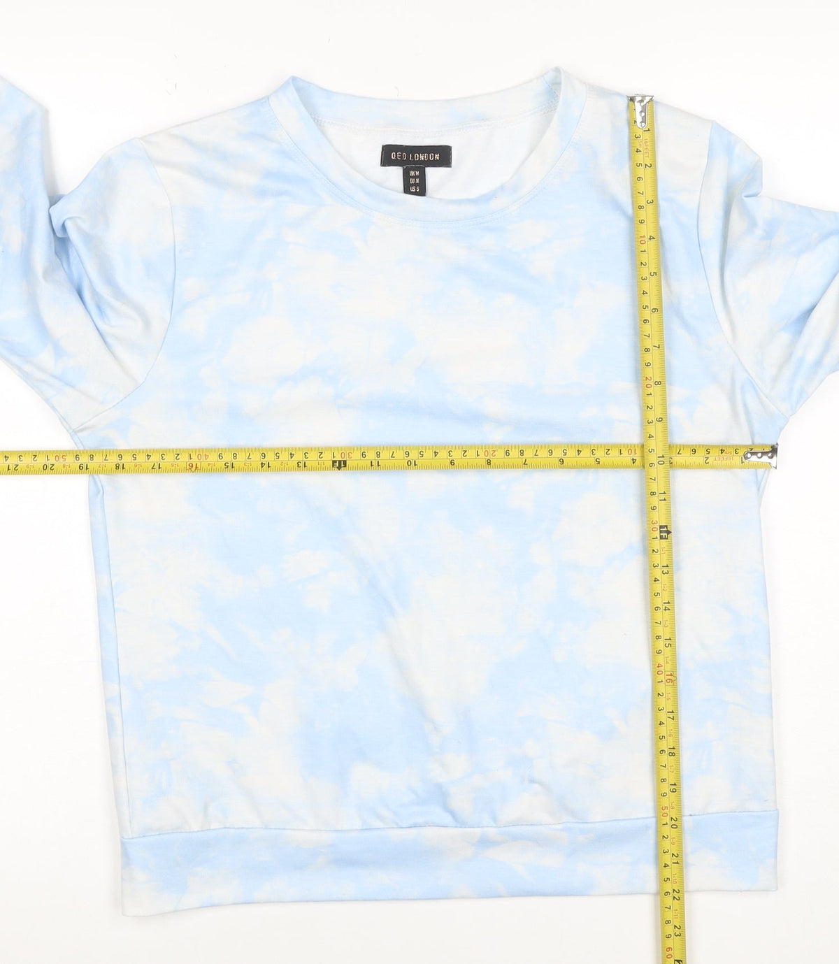 QED London Women’s Blue Tie Dye Crew Neck Pullover Sweatshirt M