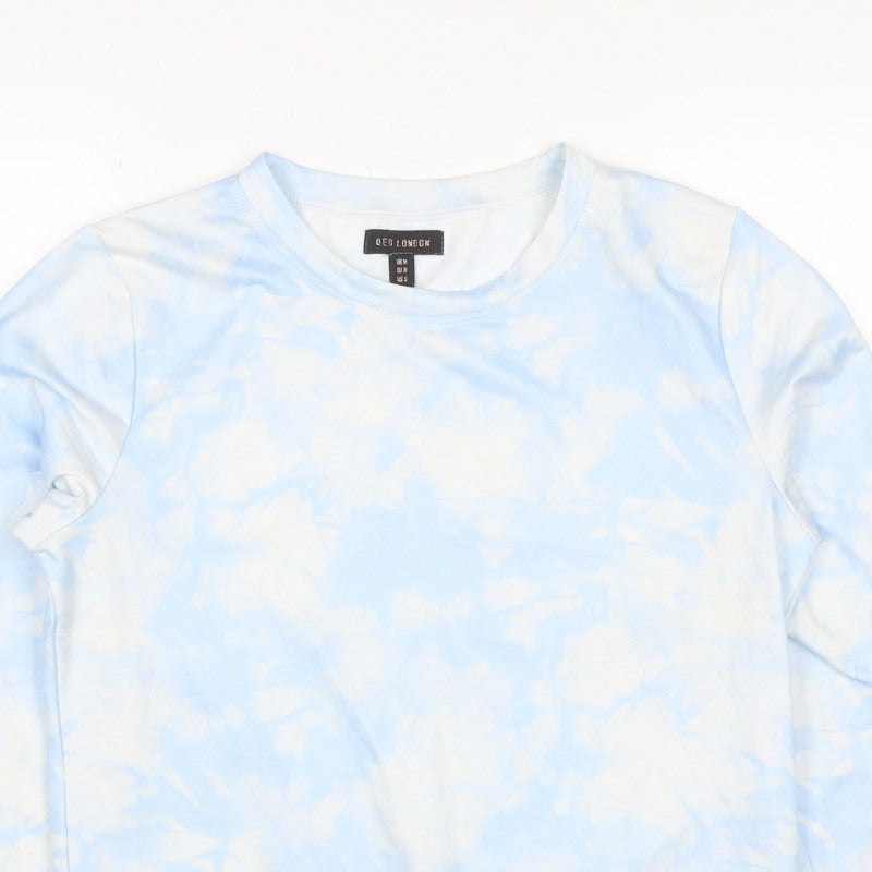 QED London Women’s Blue Tie Dye Crew Neck Pullover Sweatshirt M