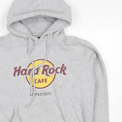 Hard Rock Cafe London Men Grey M Pullover Logo Hoodie