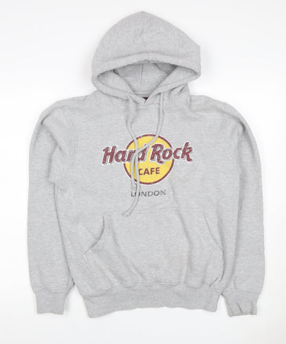 Hard Rock Cafe London Men Grey M Pullover Logo Hoodie