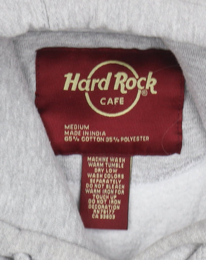 Hard Rock Cafe London Men Grey M Pullover Logo Hoodie