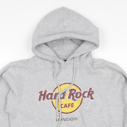 Hard Rock Cafe London Men Grey M Pullover Logo Hoodie