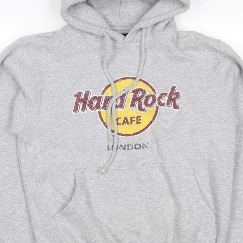 Hard Rock Cafe London Men Grey M Pullover Logo Hoodie