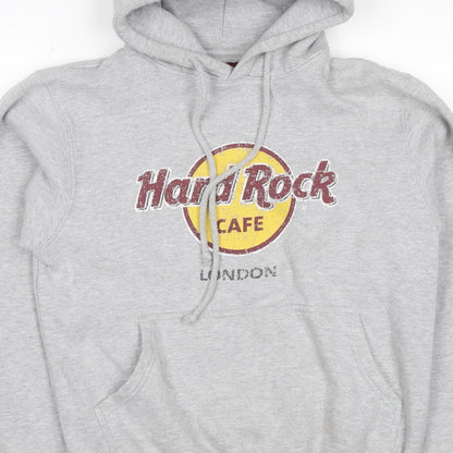 Hard Rock Cafe London Men Grey M Pullover Logo Hoodie