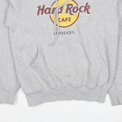 Hard Rock Cafe London Men Grey M Pullover Logo Hoodie