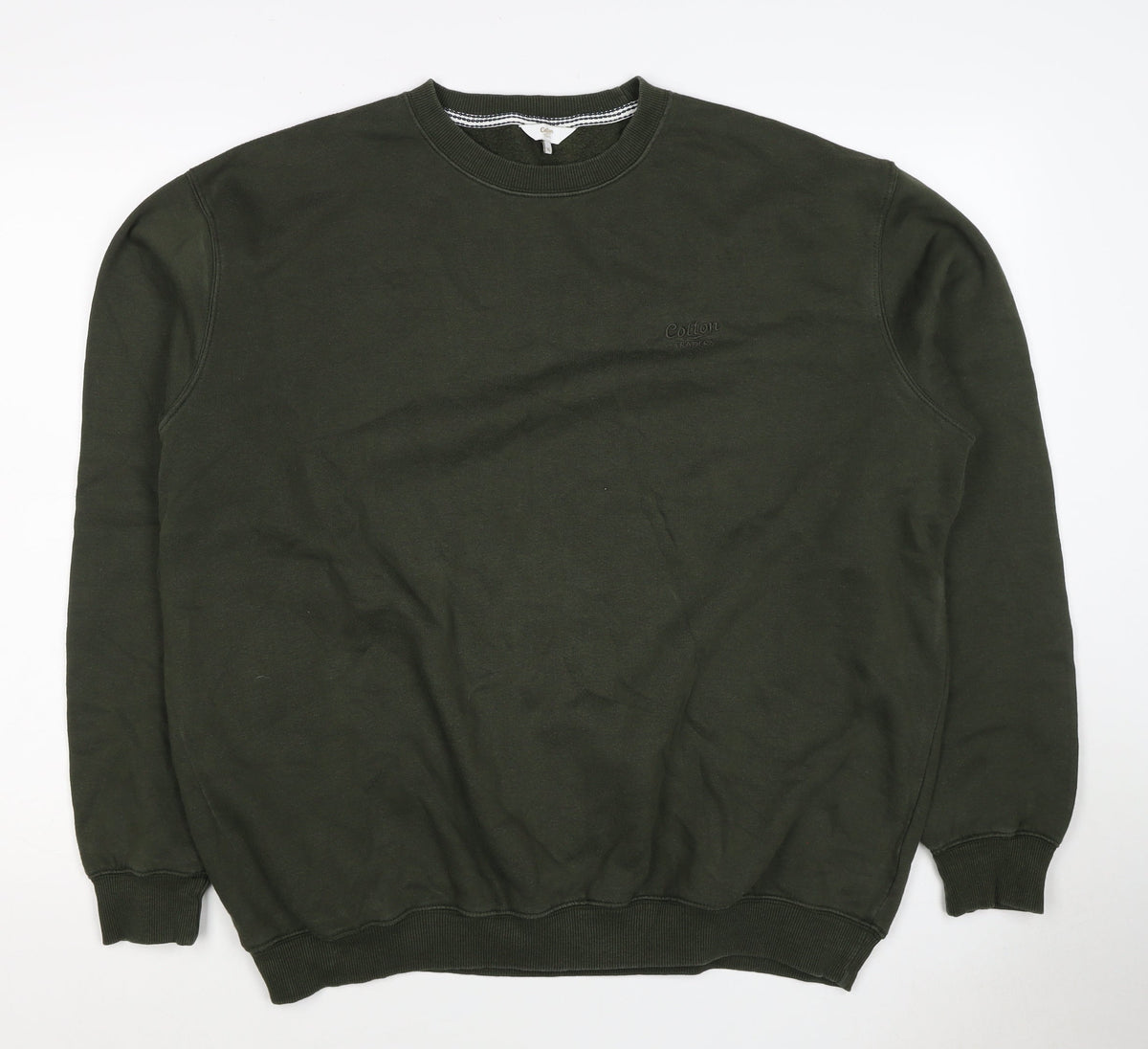 Cotton Traders Men’s Green XL Crew Neck Logo Pullover Sweatshirt