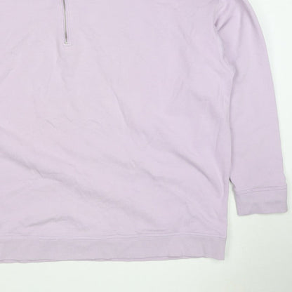 Marks & Spencer Women Pink Size 22 1/4 Zip High Neck Pullover Sweatshirt