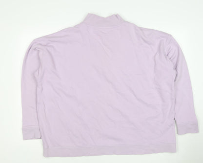 Marks & Spencer Women Pink Size 22 1/4 Zip High Neck Pullover Sweatshirt