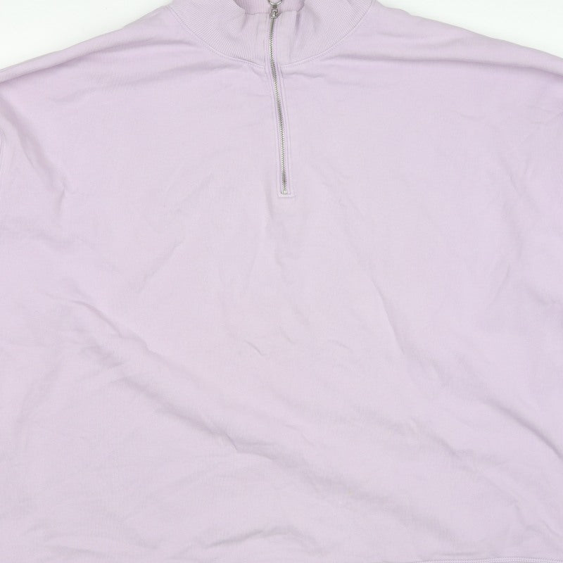 Marks & Spencer Women Pink Size 22 1/4 Zip High Neck Pullover Sweatshirt