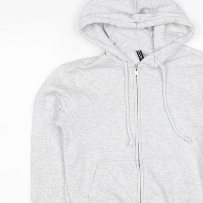 H&M Women Grey S Full Zip Hooded Fleece Hoodie Cotton Blend