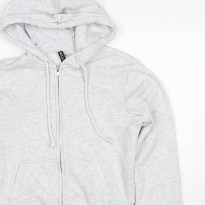 H&M Women Grey S Full Zip Hooded Fleece Hoodie Cotton Blend