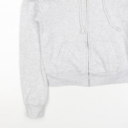 H&M Women Grey S Full Zip Hooded Fleece Hoodie Cotton Blend