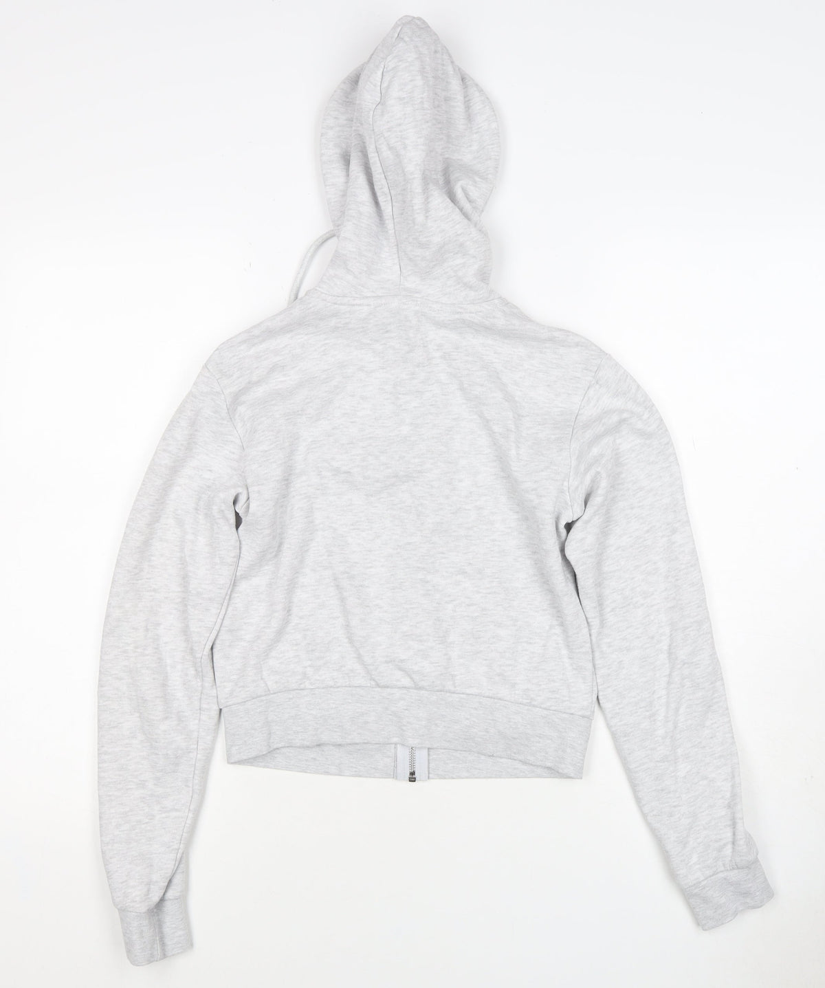 H&M Women Grey S Full Zip Hooded Fleece Hoodie Cotton Blend