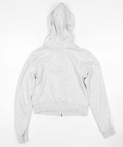 H&M Women Grey S Full Zip Hooded Fleece Hoodie Cotton Blend
