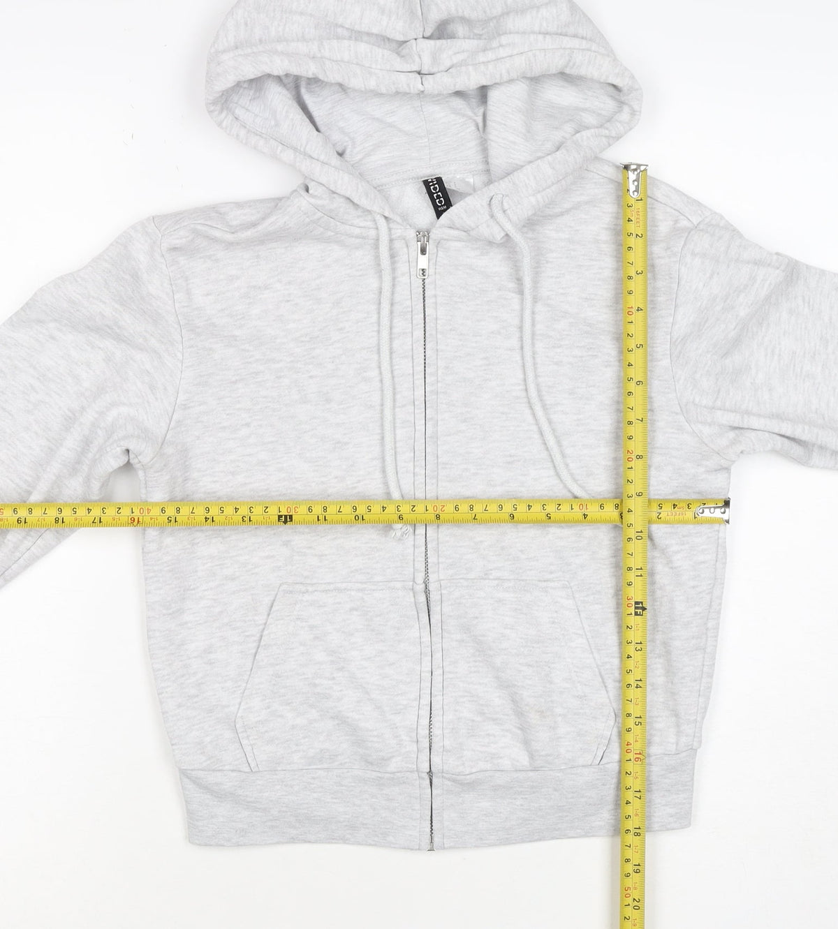 H&M Women Grey S Full Zip Hooded Fleece Hoodie Cotton Blend