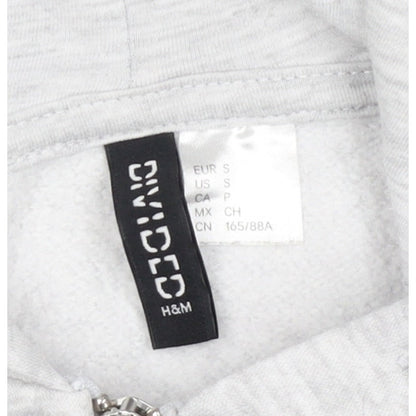 H&M Women Grey S Full Zip Hooded Fleece Hoodie Cotton Blend