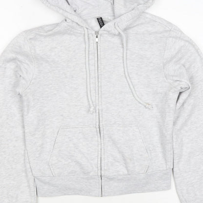 H&M Women Grey S Full Zip Hooded Fleece Hoodie Cotton Blend