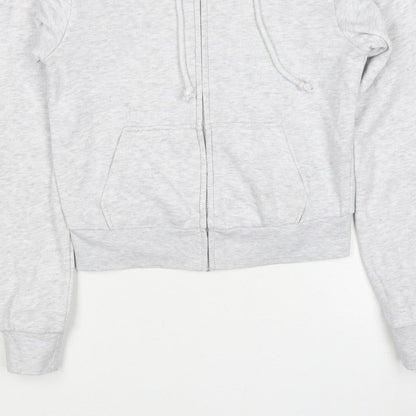 H&M Women Grey S Full Zip Hooded Fleece Hoodie Cotton Blend